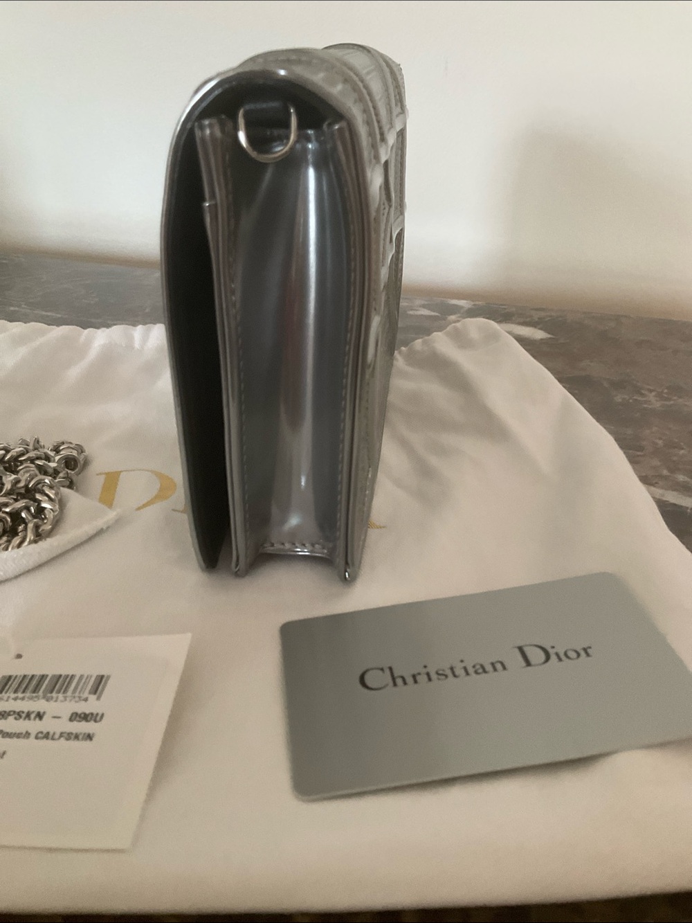 Final Price- No Offers! Christian Dior Diora Silver Calfskin Pouch Clutch - Picture 7 of 12